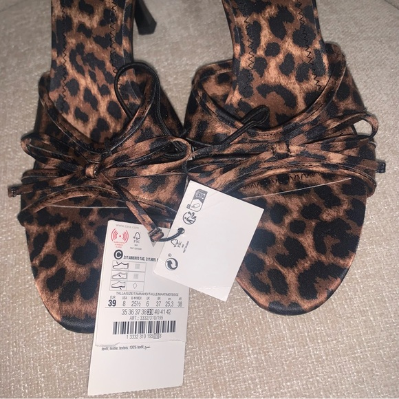 NWT Zara Women's Leopard Print Sandals Brown Size 39 #chic #leopard Print - Picture 4 of 11